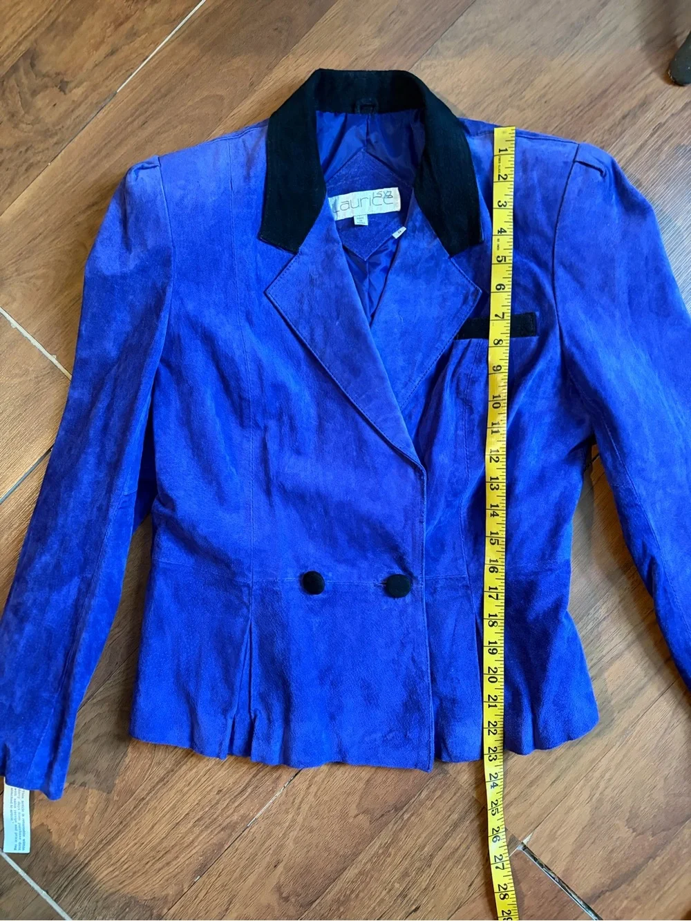 Vtg 80s cobalt blue suede skirt set NOS